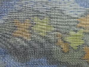 アンティーク　雲に抽象楓模様織り出し本場村山泥大島紬着物